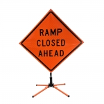 Roll Up Sign & Stand - 48 Inch Reflective Ramp Closed Ahead Roll Up Traffic Sign